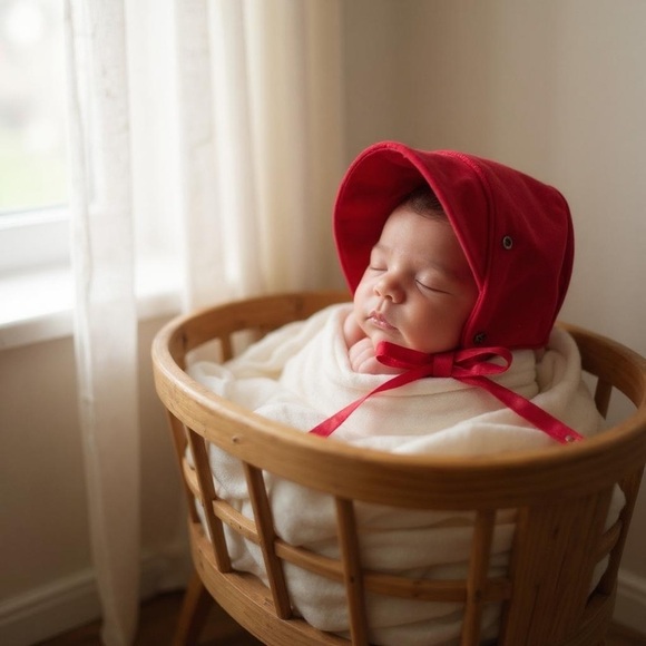 The Beaufort Bonnet Company Barringer Bonnet Richmond Red Velveteen S 3-6m NWT - Picture 11 of 12